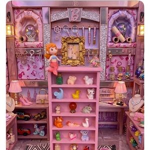 Pink Dollhouse Display Organizer Shelf - Brand: